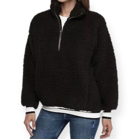 Express One Eleven Sherpa Fleece Quarter Zip Sweatshirt XS - Picture 2 of 2